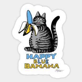 B kliban cat- cat eats banana Sticker